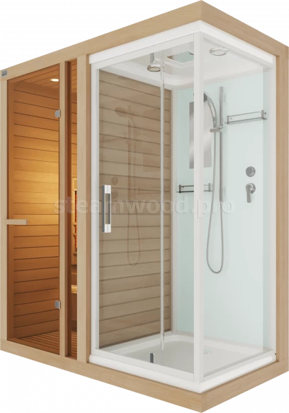 Одноместная инфракрасная сауна Comfort из кедра с керамическими излучателями с Душевой кабиной