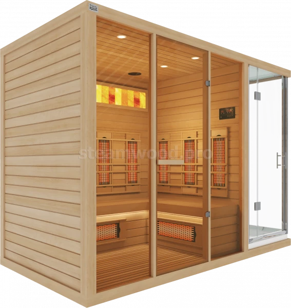 Четырехместная инфракрасная сауна Comfort из кедра с керамическими излучателями с Душевой кабиной