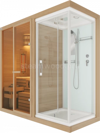 Двухместная комбинированная сауна Comfort из кедра с Душевой кабиной