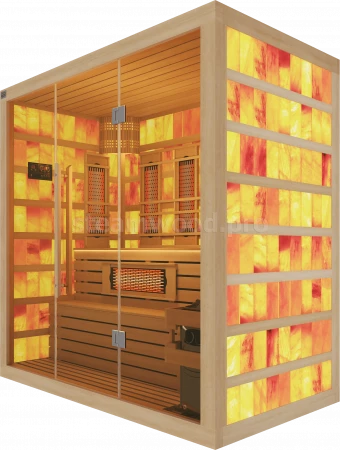 Трехместная комбинированная соляная сауна Luxury из кедра