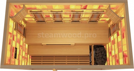 Трехместная комбинированная соляная сауна Luxury из кедра