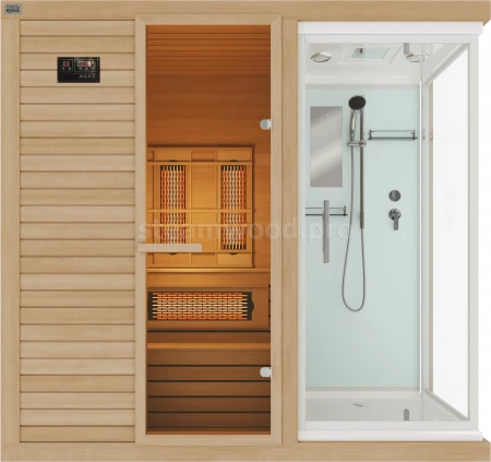 Двухместная комбинированная сауна Classic из кедра с Душевой кабиной
